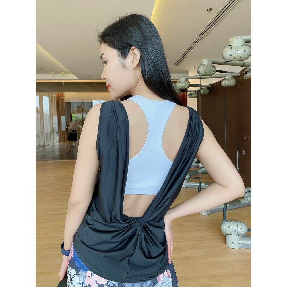 Áo tank top xoắn lưng khoe dáng sexy (đồ tập gym-yoga-zumba nữ)