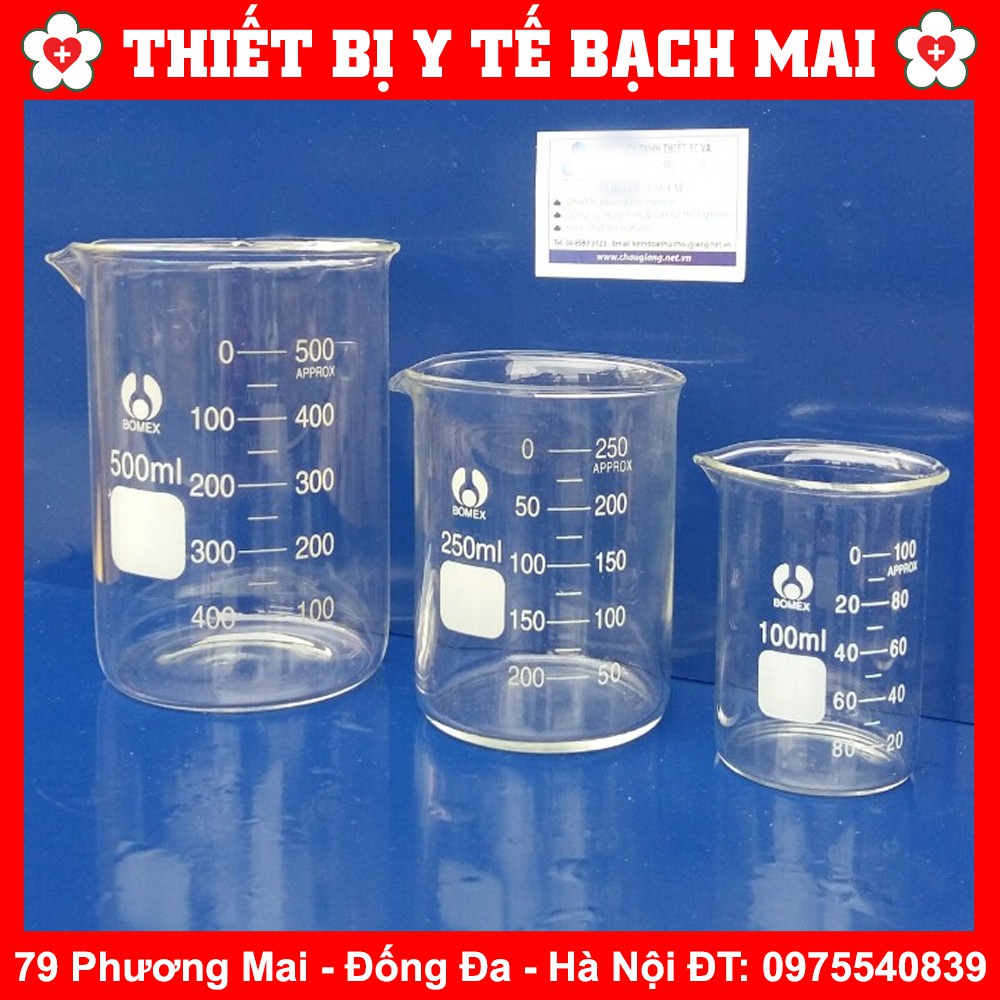 Cốc Chịu Nhiệt Thủy Tinh Thí Nghiệm Chia Vạch 50ml - 100ml - 250ml - 500ml Beaker, Becher