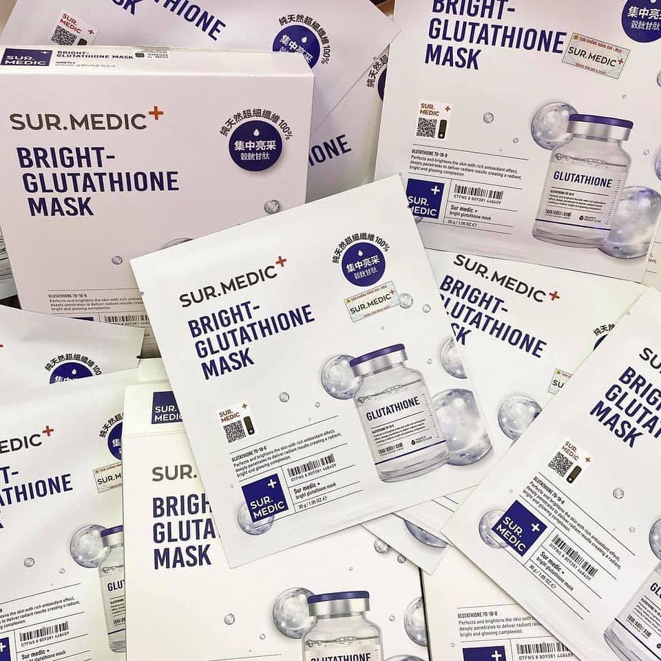 [mẫu mới 2022] Mặt Nạ Làm Trắng Chuyên Sâu - Sur.Medic Bright Glutathione Mask ( hộp 10 miếng)