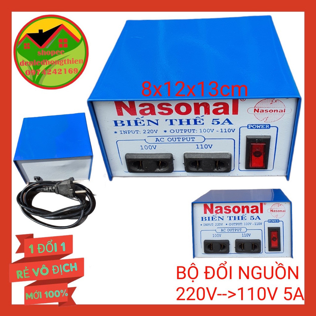Bộ Biến Áp Chuyển Đổi 220v-110v 200W,300W, 5A hoặc 10A Nasonal