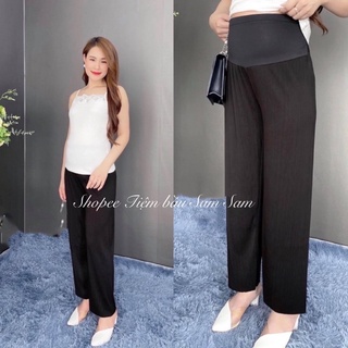 Quần sớ tăm dài ống rộng dáng xuông dành cho bà bầu