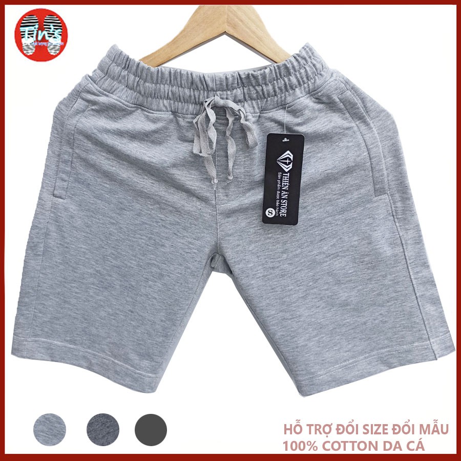 Quần short nam QL103 chất liệu thun da cá cotton dày dặn co giãn tốt mẫu lửng màu xám thiết kế thời trang năng động