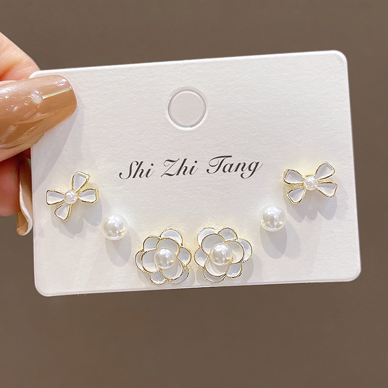 Bông Tai Bạc 925 Hình Hoa Đính Ngọc Trai Phong Cách Hàn Quốc Thời Trang