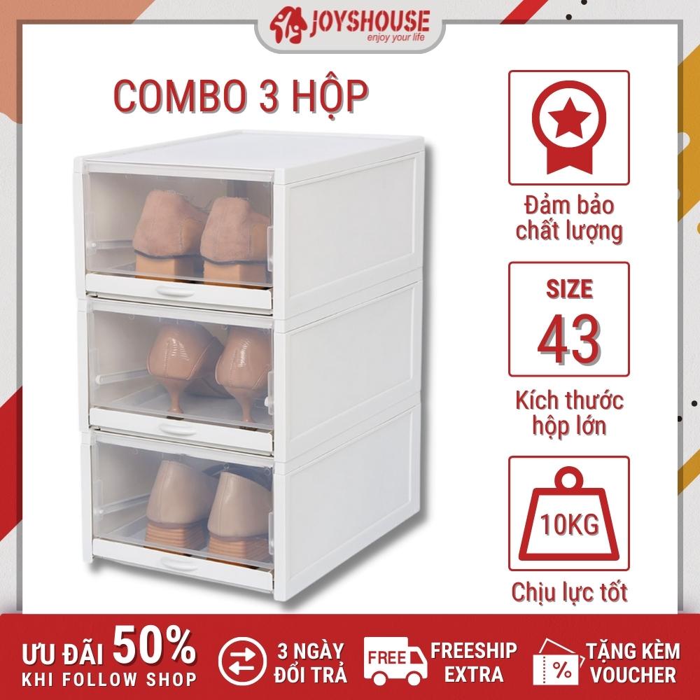 Hộp đựng giày có ngăn kéo thông minh bằng nhựa cứng JOYSHOUSE Combo 3 hộp