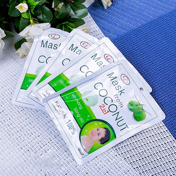 (7.2024) (Kèm deal sốc) MẶT NẠ DỪA 2 IN 1 CỬU LONG HỘP 7 GÓI SÁNG MỊN DA CHỐNG LÃO HÓA 100% THIÊN NHIÊN CHÍNH HÃNG