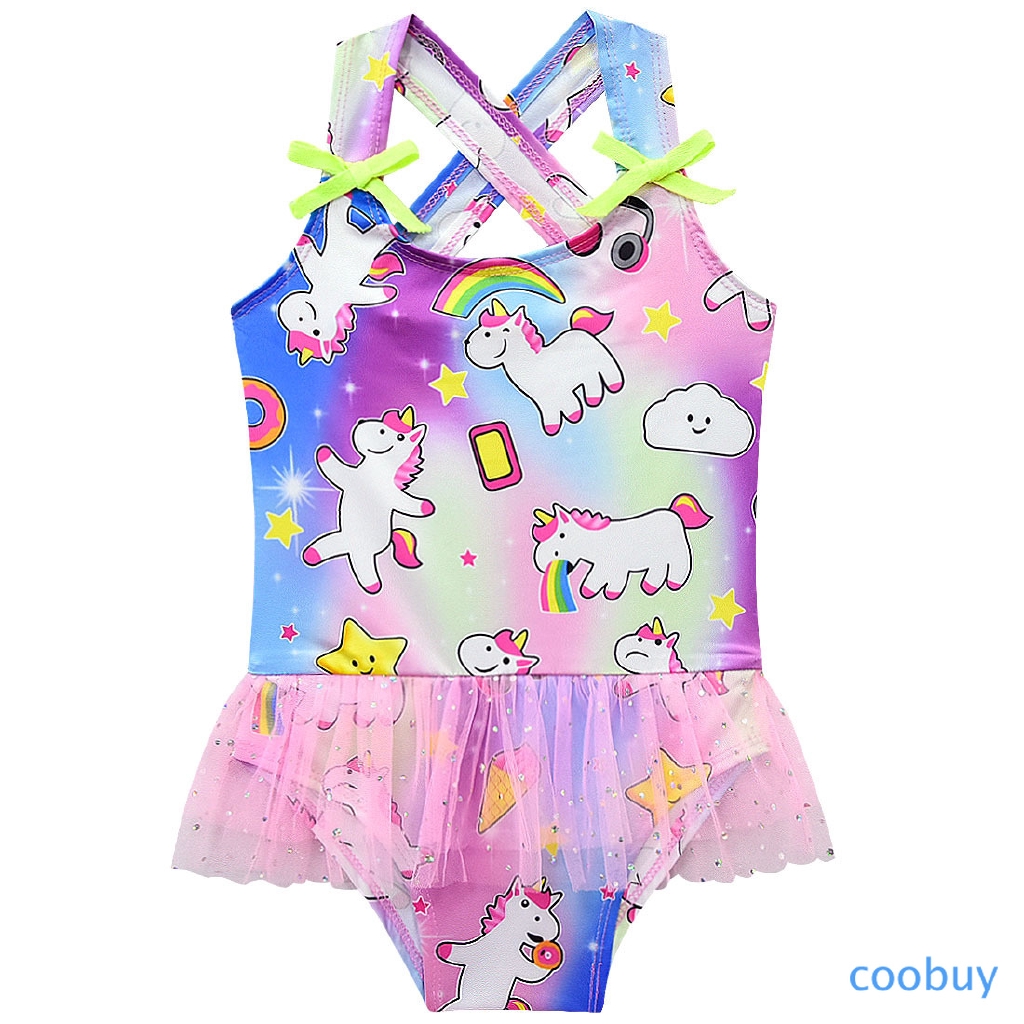 CB❤❤ Baby Girls Summer Swimming Sandbeach Swimwear One Piece Hourse Cartoon Printed