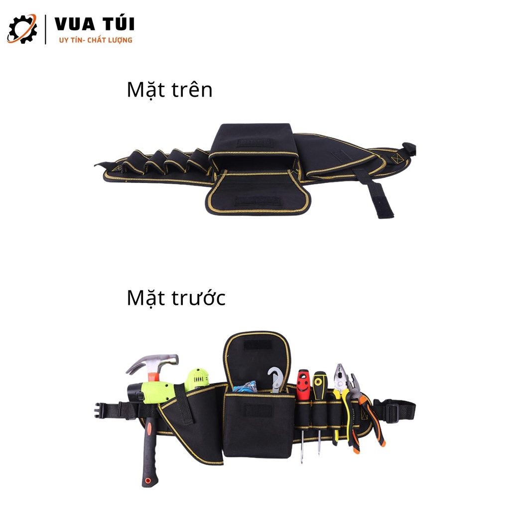 Đai kỹ thuật đeo hông đựng đồ nghề cơ khí màu đen chống thấm nước VUATUI