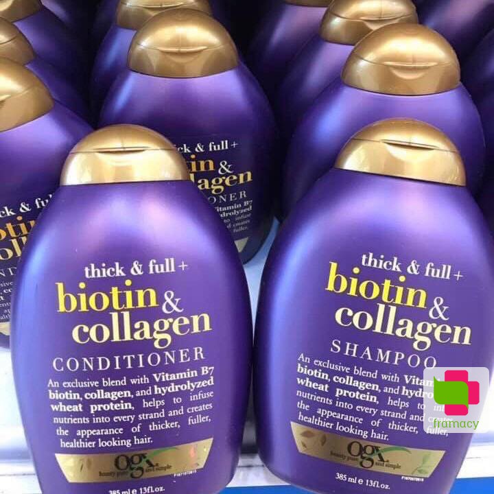 Cặp dầu gội và xả Biotin &amp; Collagen OGX, Mỹ (385ml) nuôi dưỡng phục hồi tóc hư tổn, giảm rụng tóc, làm tóc bóng mượt hơn