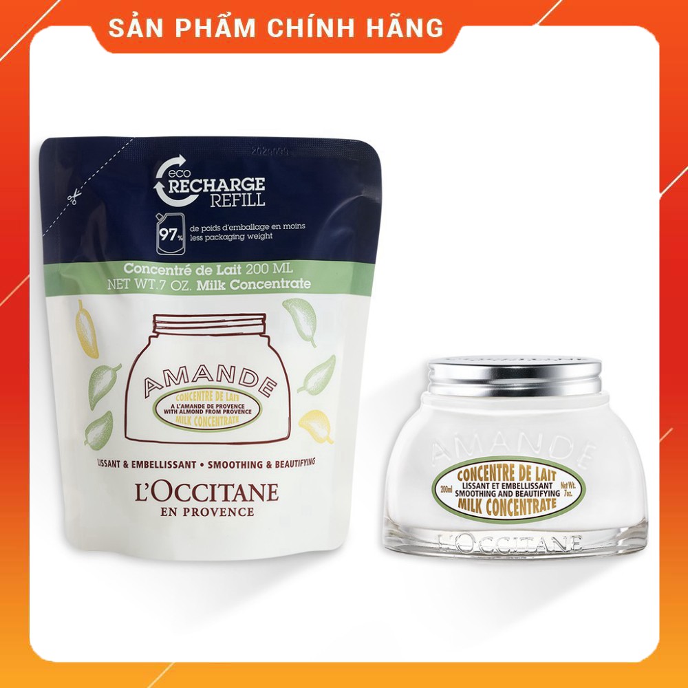 [ Lật Đật Nga Cosmetic ] Sét dưỡng thể HẠNH NHÂN L'OCCITANE ALMOND DUO (MILK CONCENTRATE & ECO-REFILL)