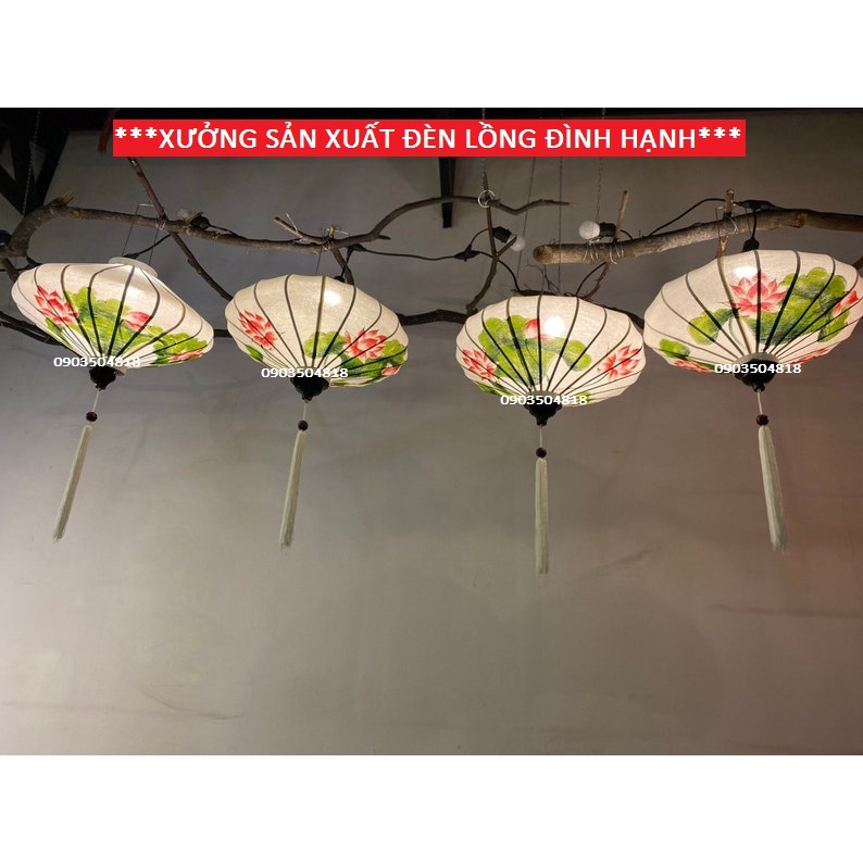Đèn Lồng Hội An Size 45cm, 60cm Vẽ Tay Hình Hoa Sen Siêu Đẹp Dùng Trang Trí Tết, Trang Trí Nhà Cửa, Quán Cafe, Nhà Hàng.