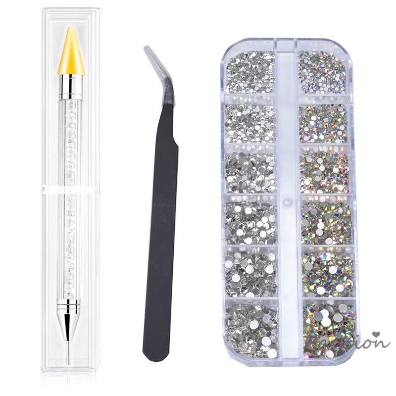 Bộ Dụng Cụ Mài Móng Nghệ Thuật Gồm Nhíp + Nhíp + Đá Pha Lê + Kính