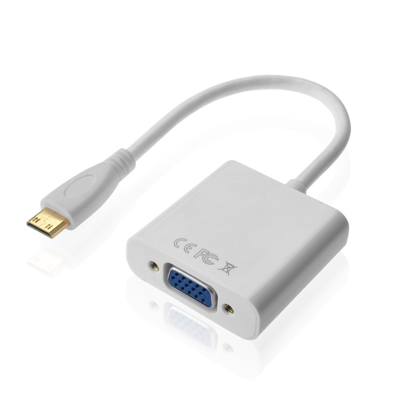 Cáp chuyển mini HDMI to VGA có âm thanh - Từ máy tính - laptop ra tivi - màn hình - máy chiếu