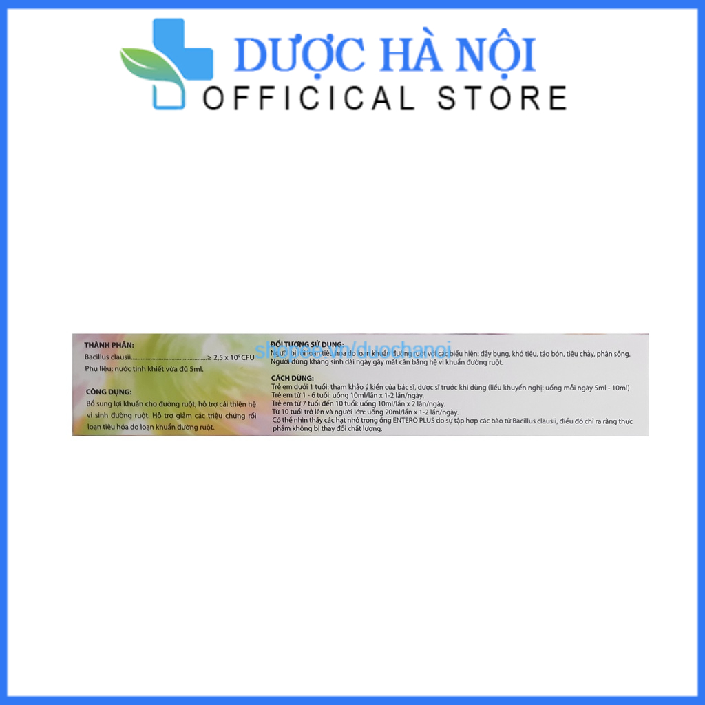 Men vi sinh Entero Plus 2.5 tỷ lợi khuẩn giúp tiêu hóa tốt – 20 ống x 5ml