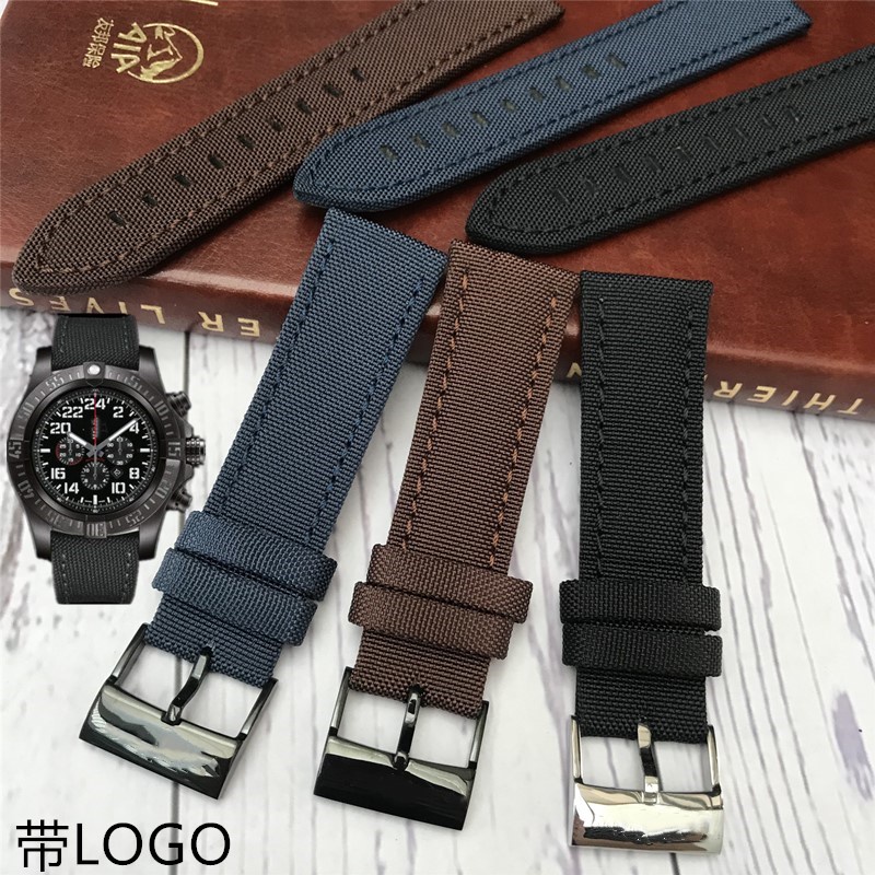 Breitling Canvas Strap Phù hợp với Máy bay Trinh sát Blackbird Avengers Super Ocean Đồng hồ nam với khóa chốt bằng thép không gỉ