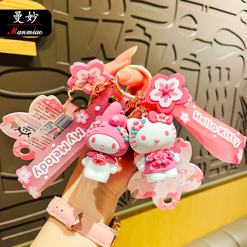 SANRIO Móc Khóa Hình Búp Bê Hello Kitty Màu Hồng Dễ Thương