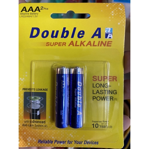 Pin Double A super Alkaline không chảy nước: vĩ 2 viên.