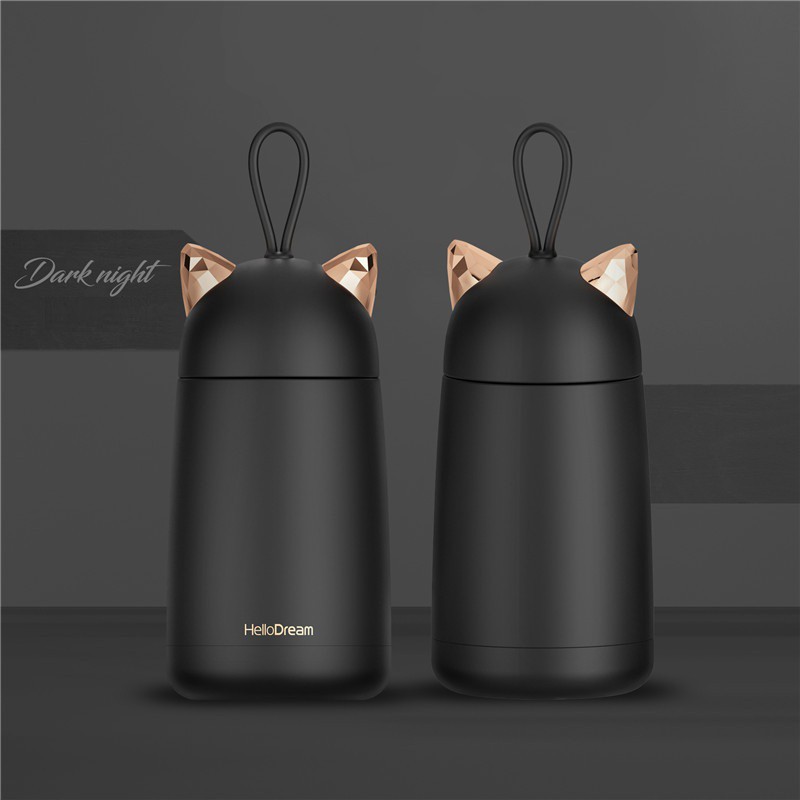 Bình giữ nhiệt Hello Dream tai mèo dễ thương 330ml Inox 304 giữ nhiệt nóng/ lạnh 15h