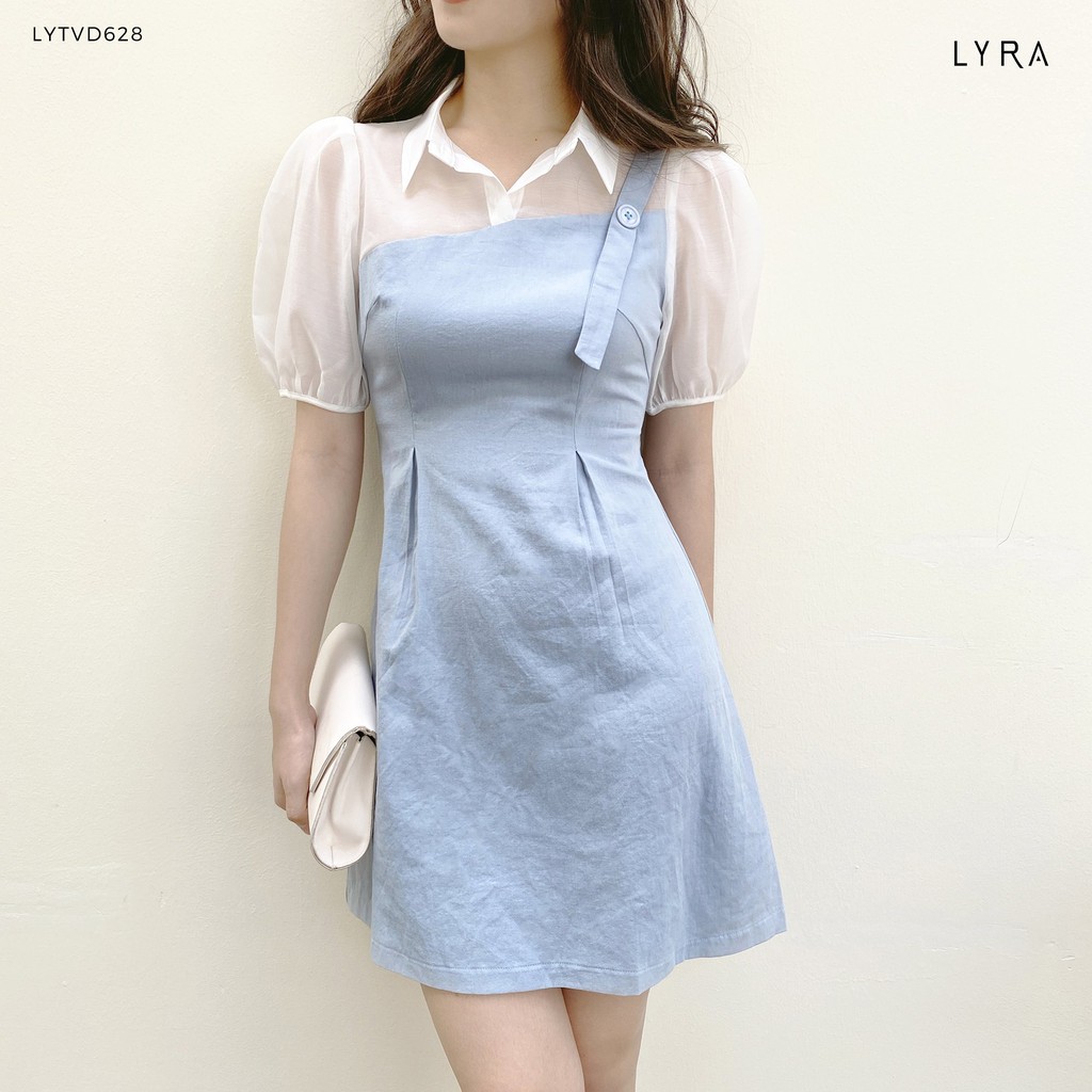 Váy nữ phối tơ thân trên cổ đức thiết kế by LYRA, vải thô mềm cao cấp dáng xòe Hàn Quốc- LYTVD628