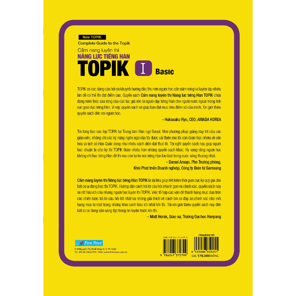 Sách - Cẩm Nang Luyện Thi Năng Lực Tiếng Hàn Topik I Basic - Kèm CD