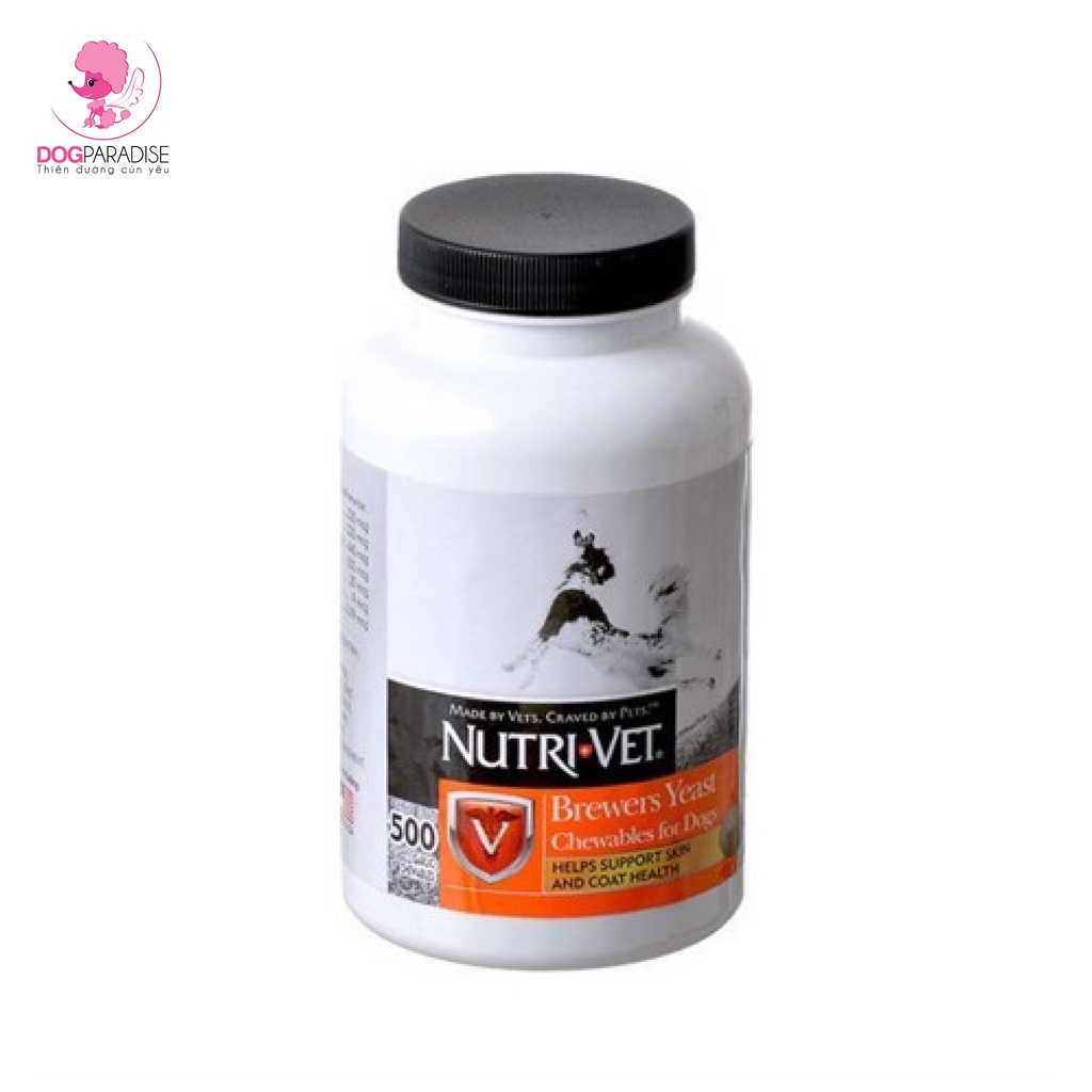 Viên nhai dưỡng lông cho chó Nutrivet Brewers Yeast 500 viên - Dog Paradise