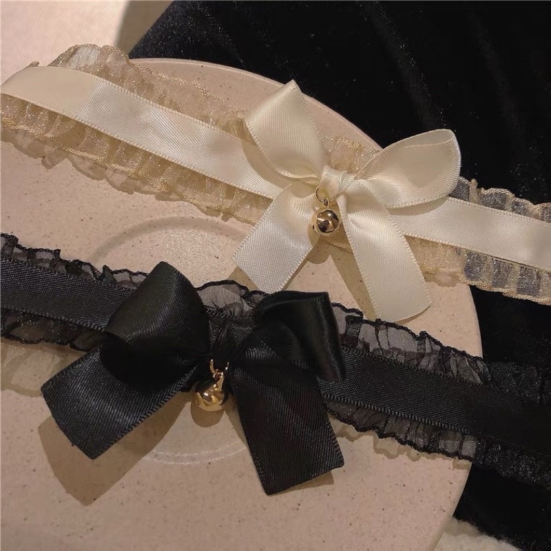 Vòng cổ vòng đeo chân choker hoá trang phối nơ chuông chất liệu voan sexy PK34