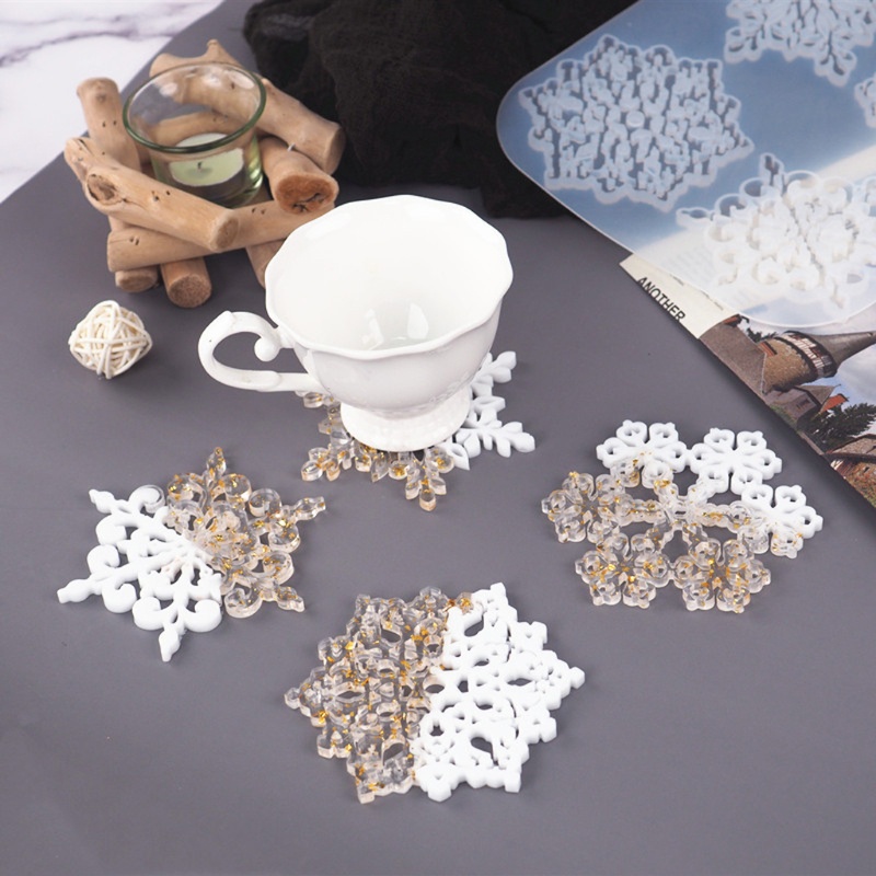 Khuôn Silicone Làm Đế Lót Ly Hình Bông Tuyết 4 Inch