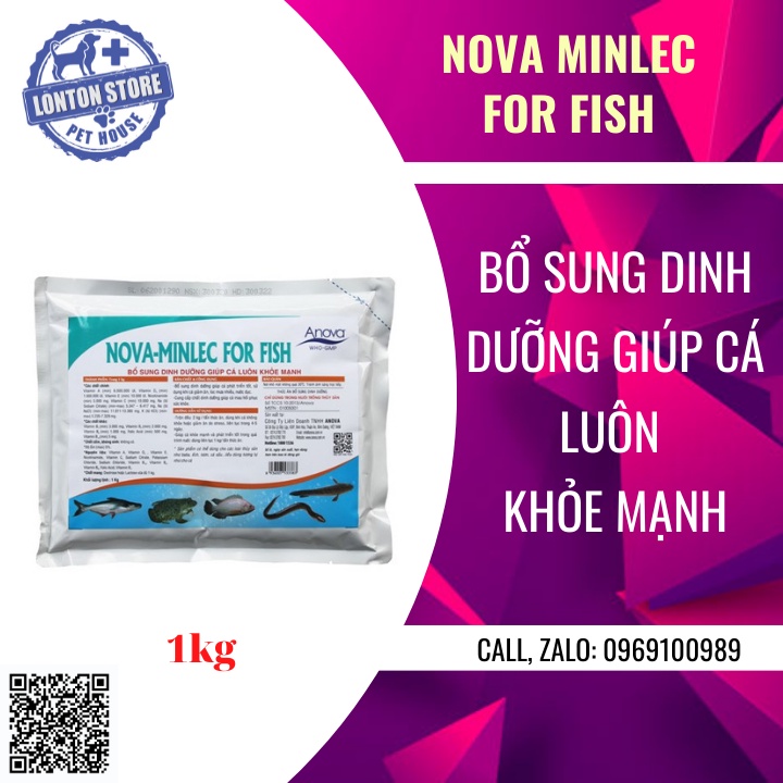 ANOVA Nova Minlec for fish-Bổ sung dinh dưỡng cao cấp, giúp cá khỏe mạnh mau lớn, Gói 1kg-Lonton store