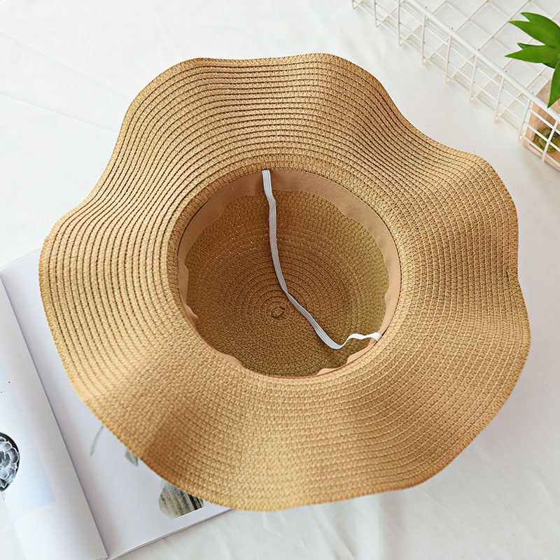 Nón đi biển lượn sóng thắt nơ lưới cói mềm gấp không bị mất dáng