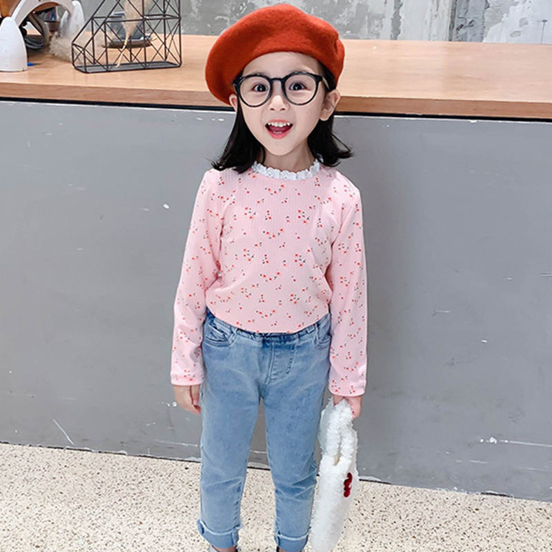 Áo Cổ Bèo In Hoa Hàn Quốc Cho Bé Gái