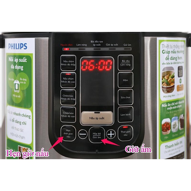 Nồi Áp Suất Điện Tử Philips HD2137, HD2137/65  - Hàng chính hãng