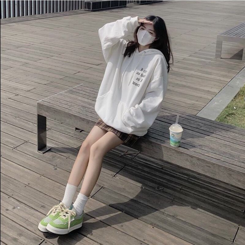 Áo Hoodie Nam Nư Dáng Rộng Chất Nỉ Tay Bồng Chữ Lưng Bell Mũ To Oversize Uzzlang