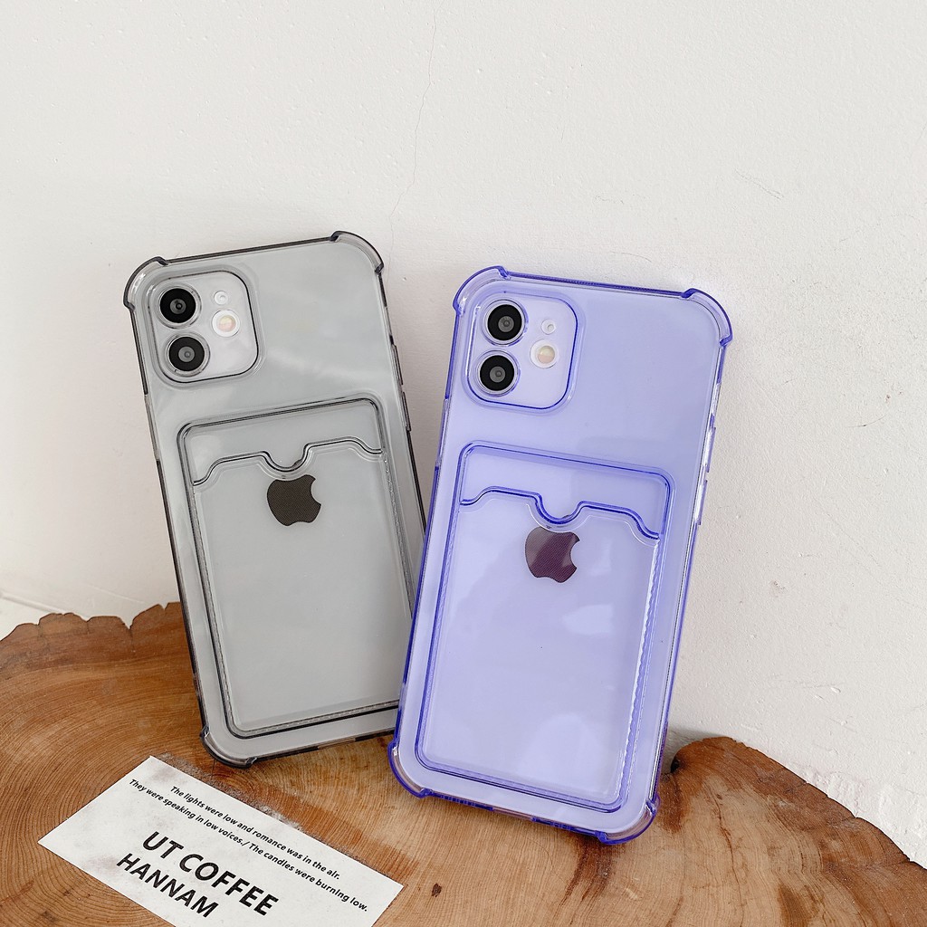 Ốp điện thoại màu trơn có ngăn đựng thẻ hoang dã phong cách Hàn Quốc cho Iphone 12 Pro 12promax/x/8plus/xs/xr/11 | BigBuy360 - bigbuy360.vn