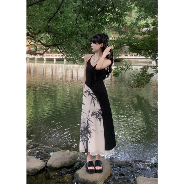 77 Set Đầm Hai Dây + Áo Khoác Phong Cách Trung Hoa Thời Trang Mùa Thu Mới Cho Nữ