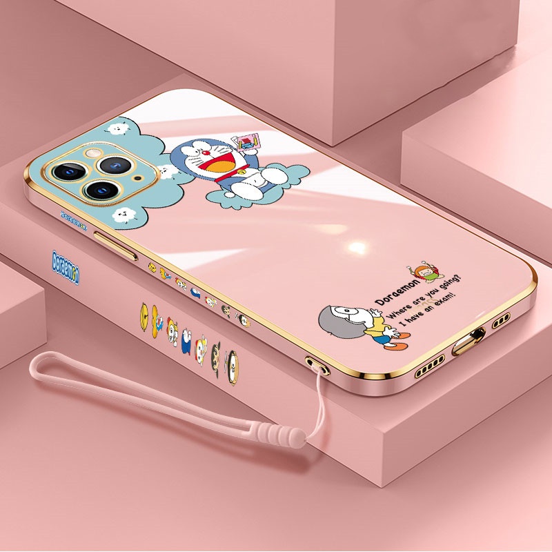Ốp điện thoại silicon mạ điện họa tiết Doraemon cho IPHONE 13 12 11 PRO MAX 6 6S 7 I8 7+ PLUS X XR XS MAX SE 2020