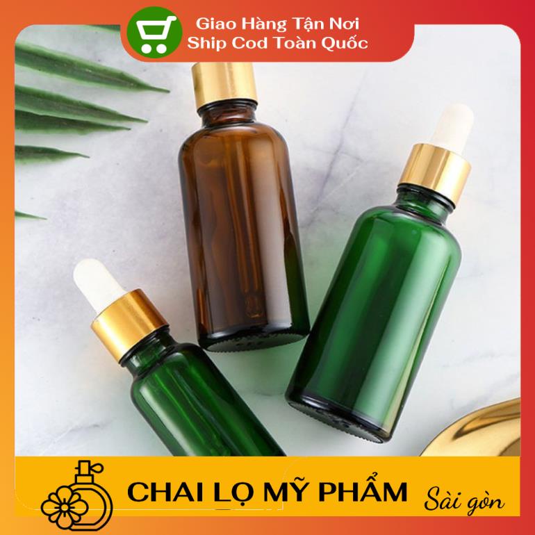 [SIÊU RẺ] [5ml,10ml] Lọ đựng tinh dầu Xanh lá chiết serum bóp giọt Khoen Vàng, Đen,Bạc chai lọ thủy tinh .