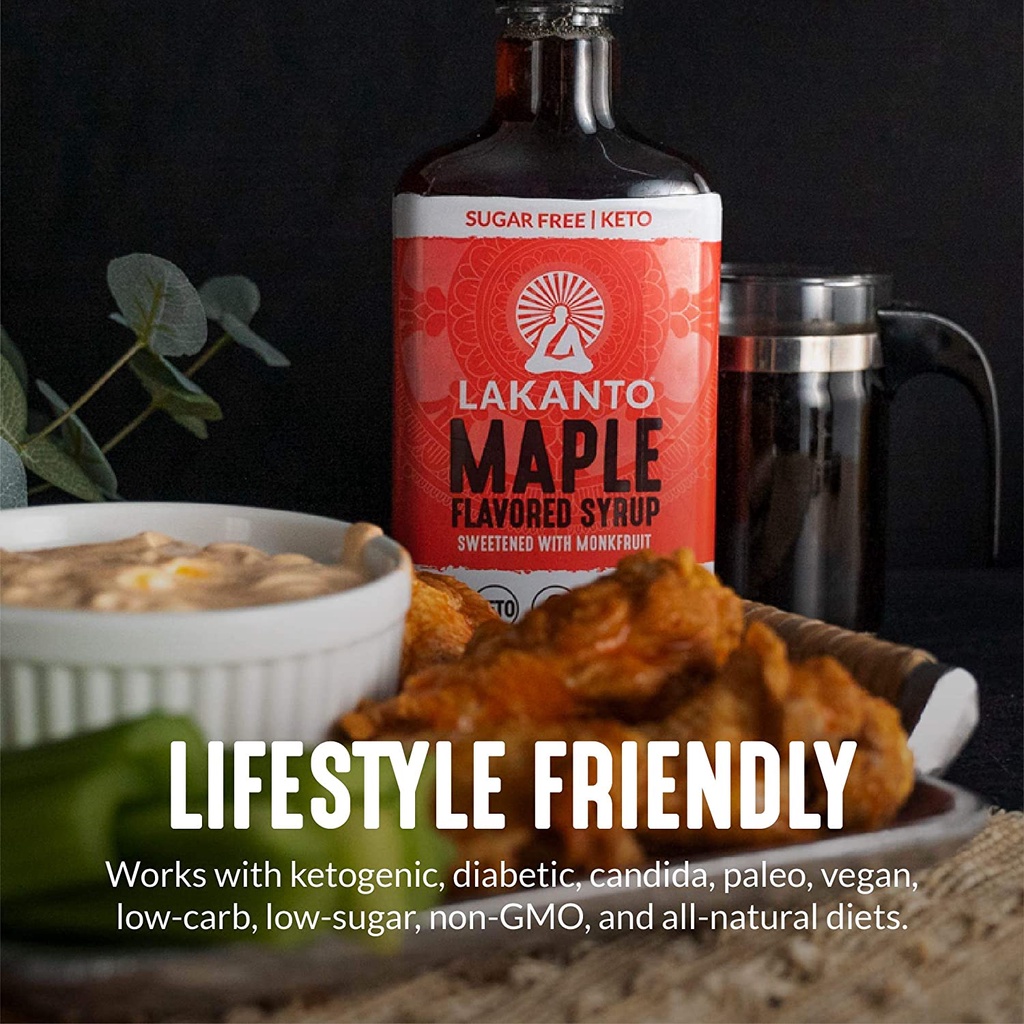 Syrup lá phong không đường Lakanto Maple syrup with monkfruit 384ml