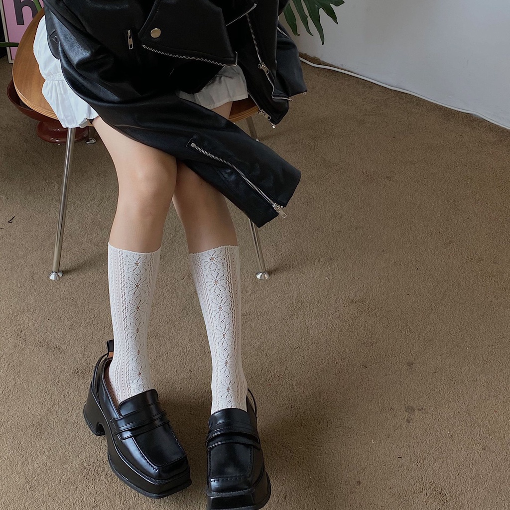 Đôi Vớ Dài Tới Gối Phối Ren Hoa Nhiều Màu Phong Cách Lolita Nhật Bản Cổ Điển Cho Nữ