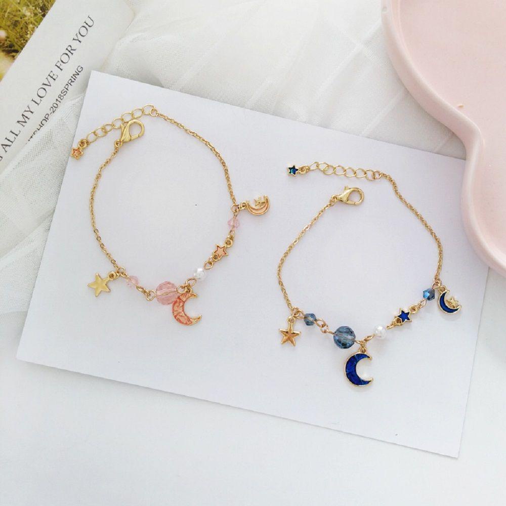 1 Vòng Tay Ngọc Trai Bằng Acrylic Thời Trang Cho Nữ Charms|Vòng Tay Mặt Trăng Và Ngôi Sao Nhiều Màu Sắc