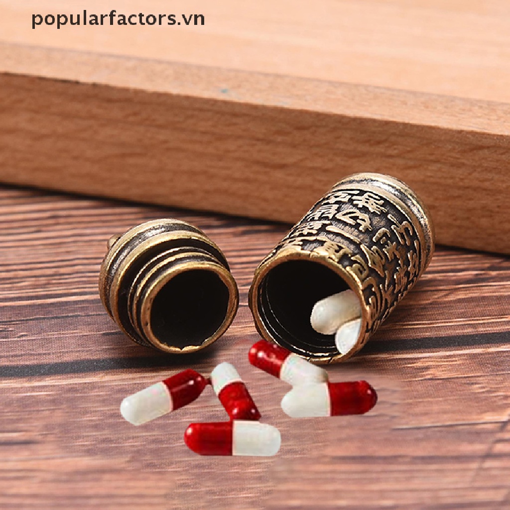 [Phổ Biến] Mặt Vòng cổ / Móc Khóa Hình Trụ Rỗng Bằng Đồng Thau Hình Phật