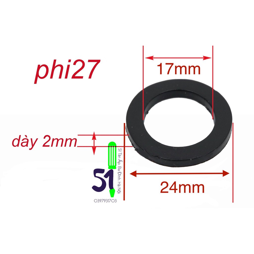 5 cái Ron | Zoăng | Gioăng cao su phi 21 hoặc phi 27 dùng cho chân sen, dây vòi sen, dây xịt toilet, dây cấp nước