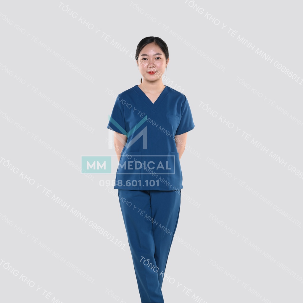 Đồng phục, quần áo bác sĩ, y tá, điều dưỡng, spa, phòng khám nam, nữ màu XANH SẪM, xanh dương đậm