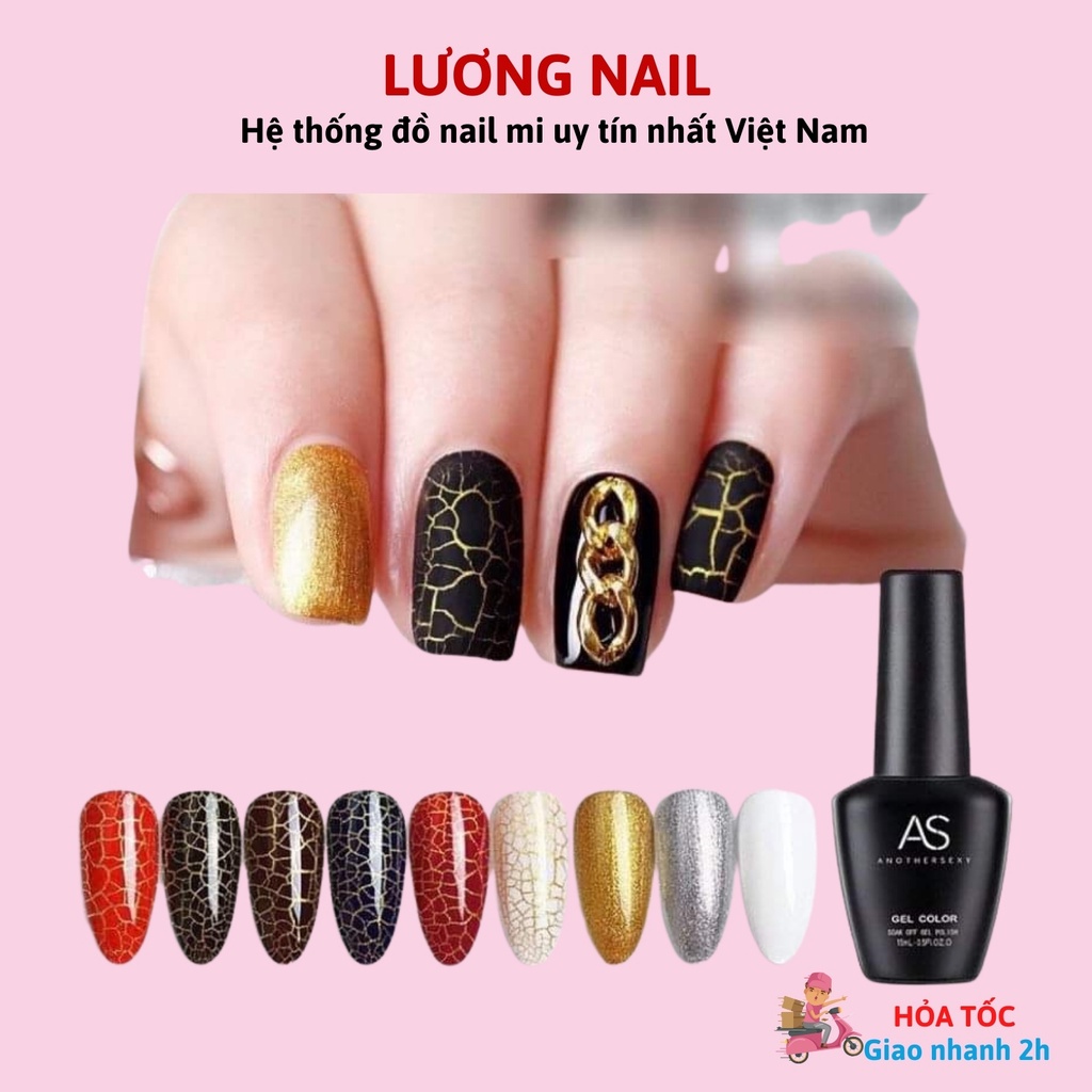 Sơn gel AS sơn móng tay gel sơn nứt đen trắng đỏ chai 15ml mã CR