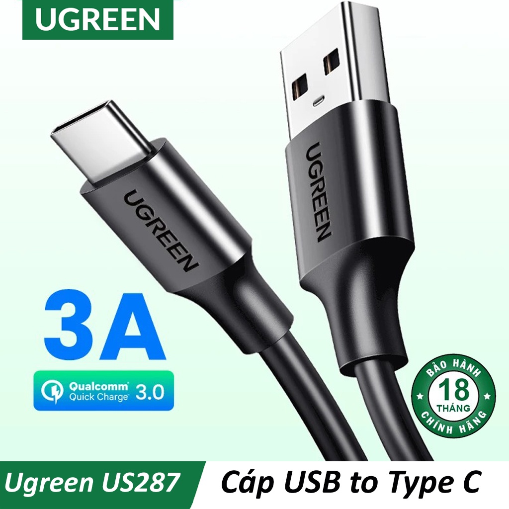 Cáp Sạc Nhanh USB Type-C Cao Cấp UGREEN US287- BH 18T Chính Hãng