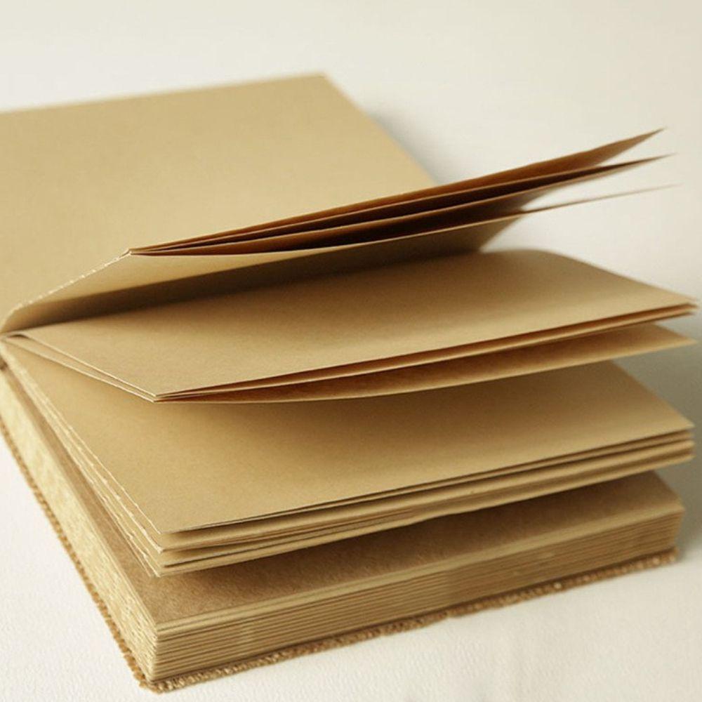 ELEGANT Vintage Burlap Cover Notepad Handmade Kraft Paper Notebook Deckle Edge Paper Journal Planner European style Student Stationery With Raw Edges DIY Notebook Sketchbook Scrapbook