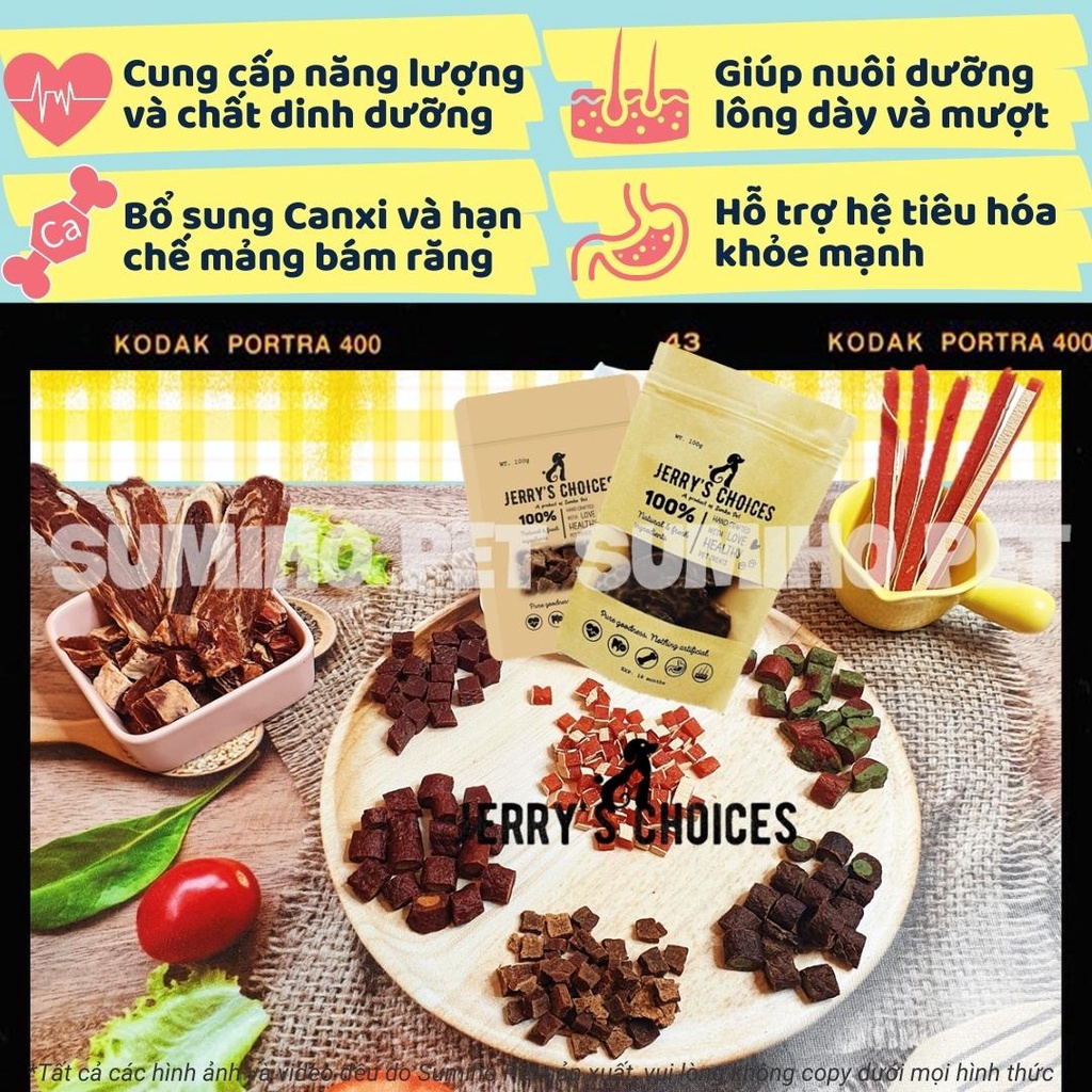 Viên phô mai sấy cho chó Jerry's Choices (100gr/túi) bánh thưởng thơm vị sữa