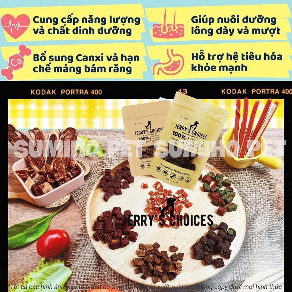 Bánh thưởng cho chó Jerry's Choices (Bò cuộn lòng đỏ nướng) 100gr/túi