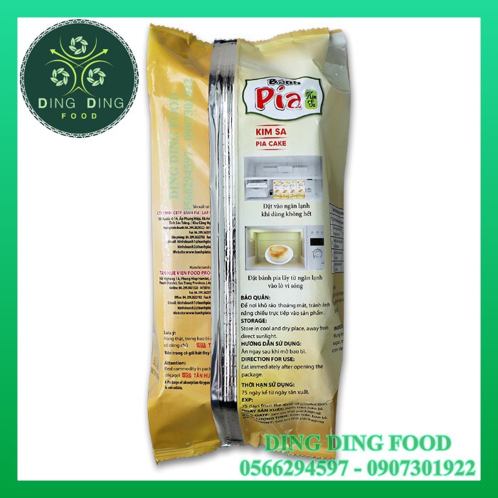 [ Combo 2 Bịch ] Bánh Pía Kim Sa Đậu Trứng 300g ( 1 Bịch 4 Cái Bánh To ) - DING DING FOOD