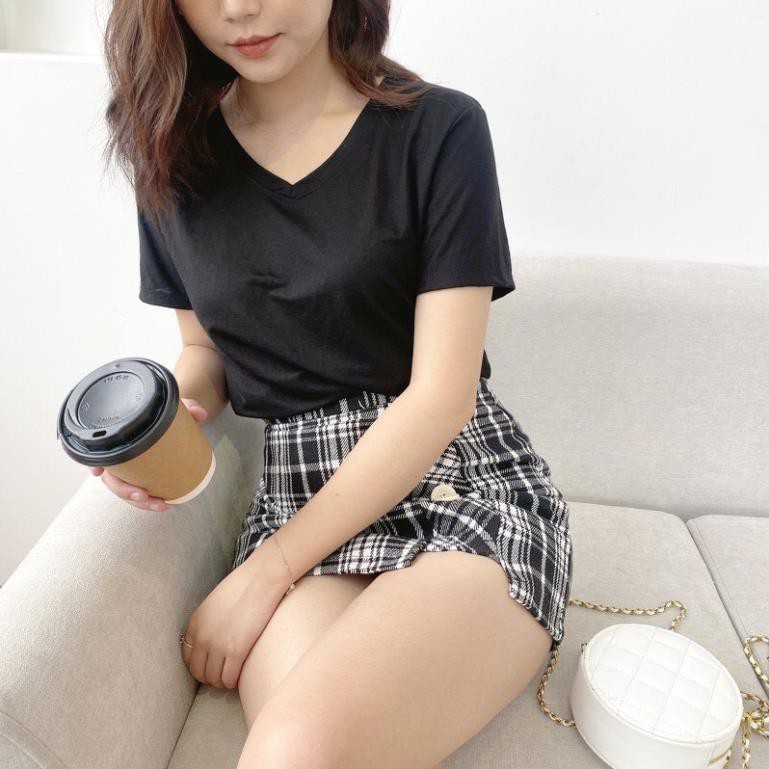 Áo Phông Nữ Trơn Cổ Tim siêu xinh chất conton co dãn nhẹ - One size 38-55kg.  ྇ ྇