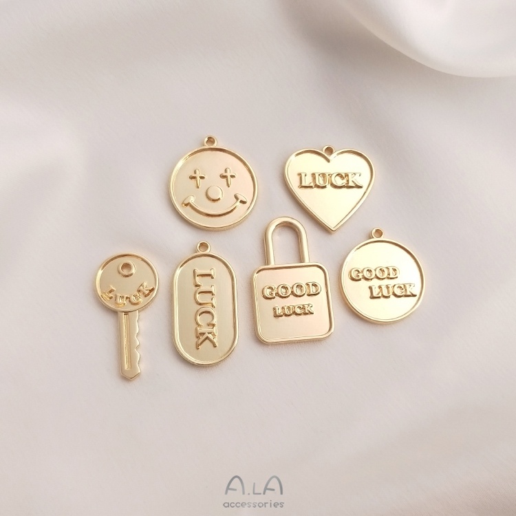 Mặt Dây Chuyền Hình Chìa Khóa Tròn Bằng Đồng 14K Thời Trang diy