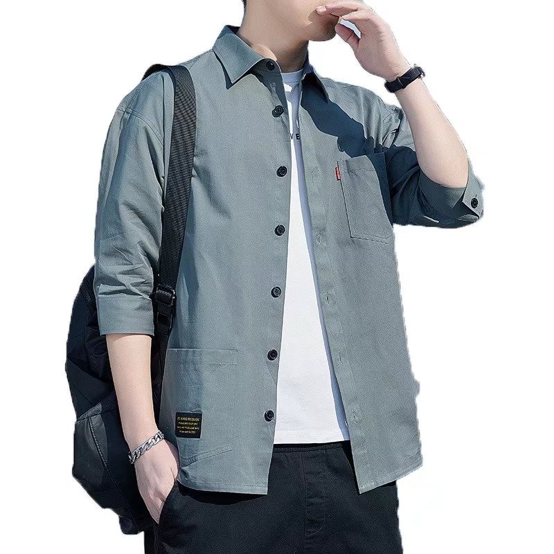 Áo Sơ Mi Nam Tay Lửng Kiểu Dáng Thời Trang Phong Cách Hàn Quốc